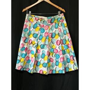 S.L.B Pleated A-Line Skirt 12 Pink Blue Yellow Polka Dots Casual Fun Kidcore